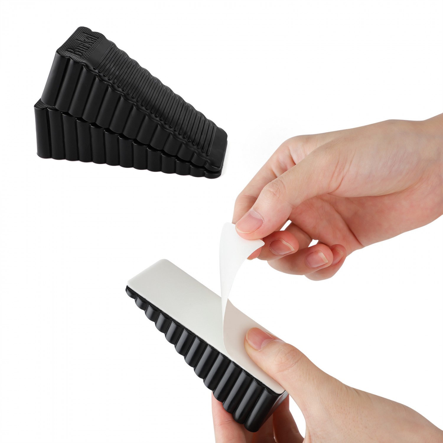 BURKAL Black Rubber Door Stoppers, 2 Pack Heavy Duty Door Stopper with